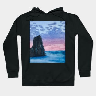 Ocean Sunrise Watercolor Painting Hoodie